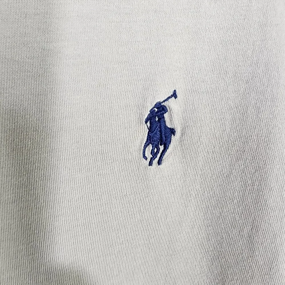 Polo Ralph Lauren Mens T Shirt Large Gray Short Sleeve Blue Pony Cotton V Neck